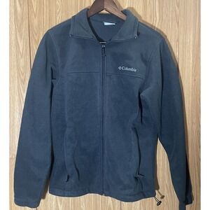 Columbia Mens Size S Dark Gray Fleece Long Sleeve Full Zip Mock Neck‎ Sweater